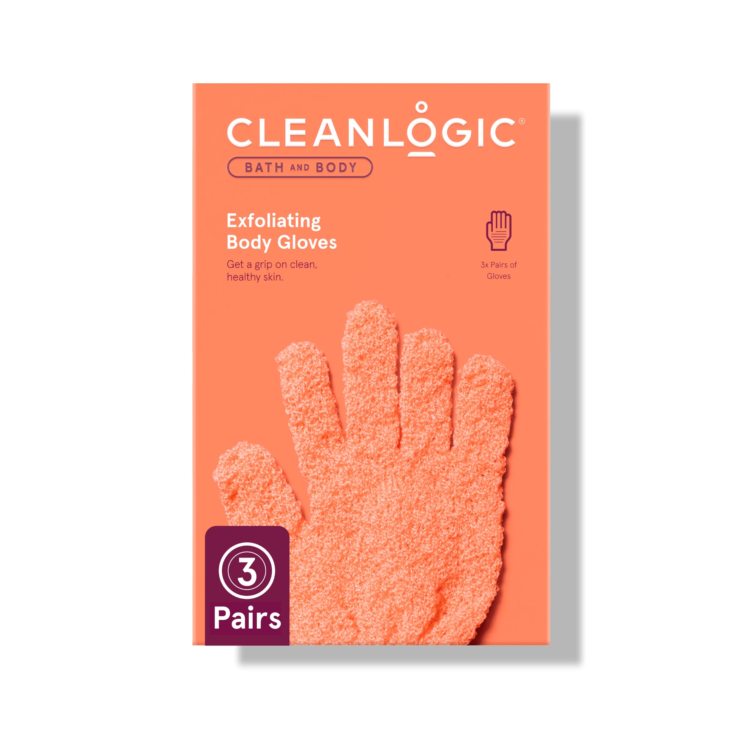 Bath and Body Exfoliating Body Gloves, Assorted Colors, 3 Pair - 6 Count