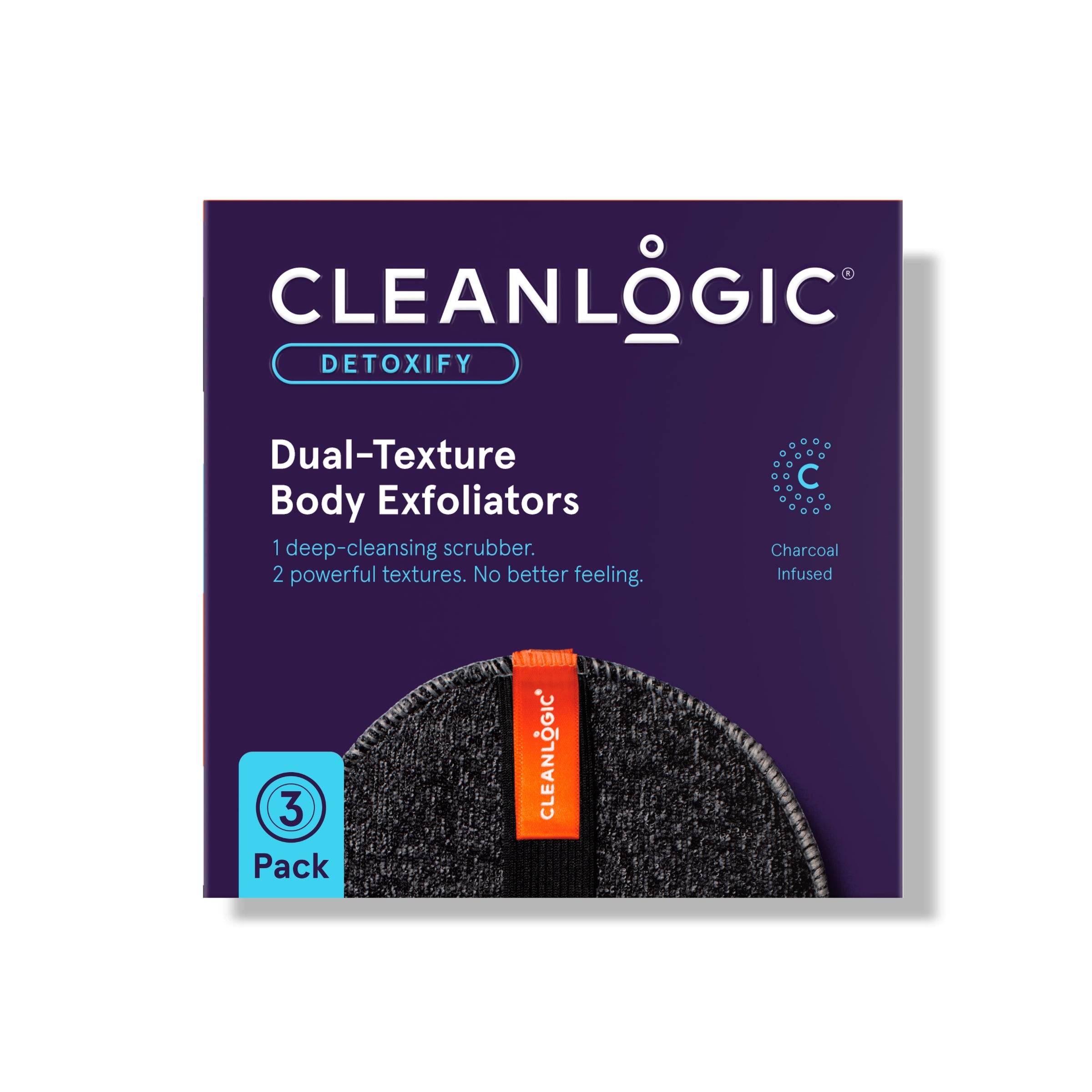 Detoxify Dual-Texture Body Exfoliators, 3 Count