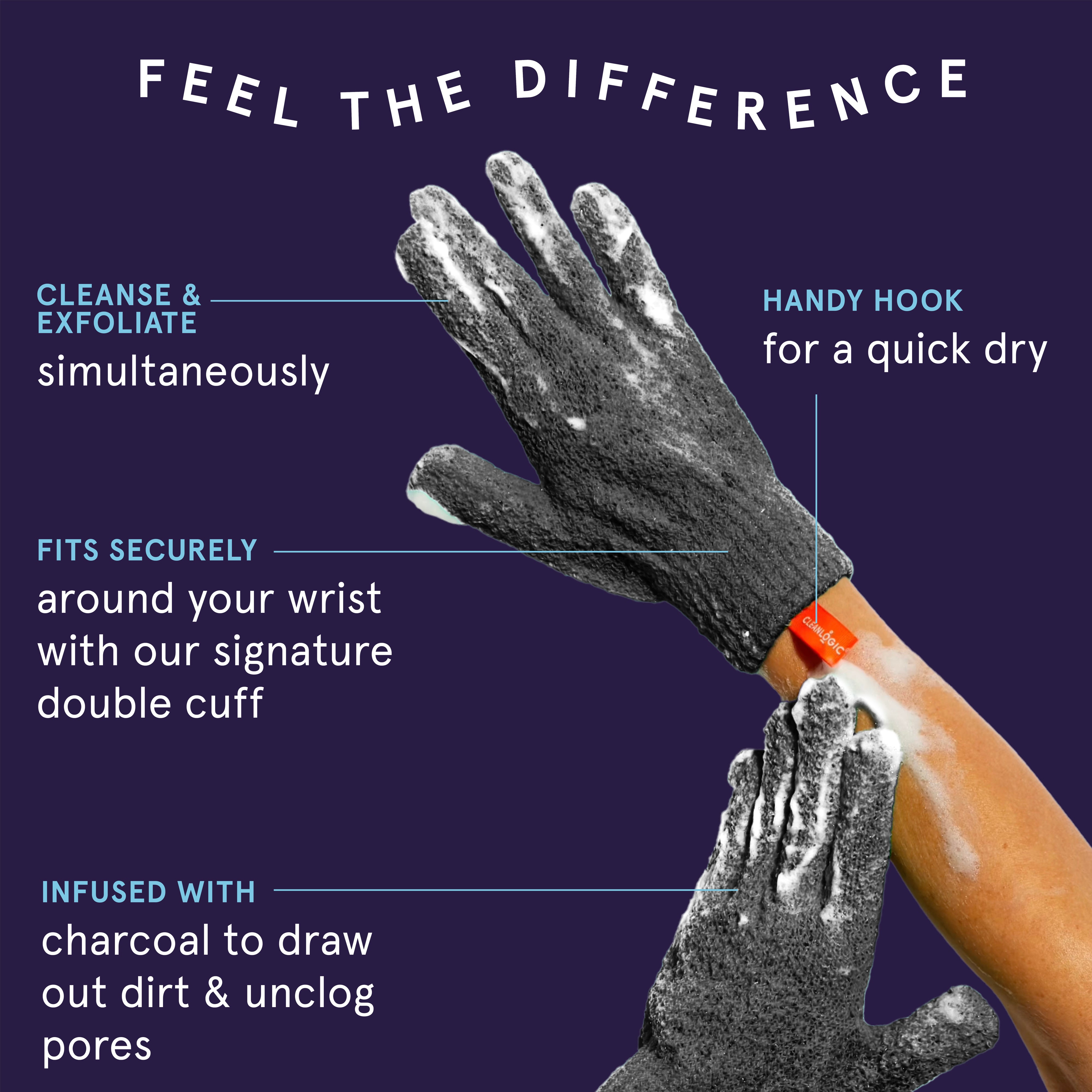 Detoxify Exfoliating Body Gloves, 3 Pair – 6 Count