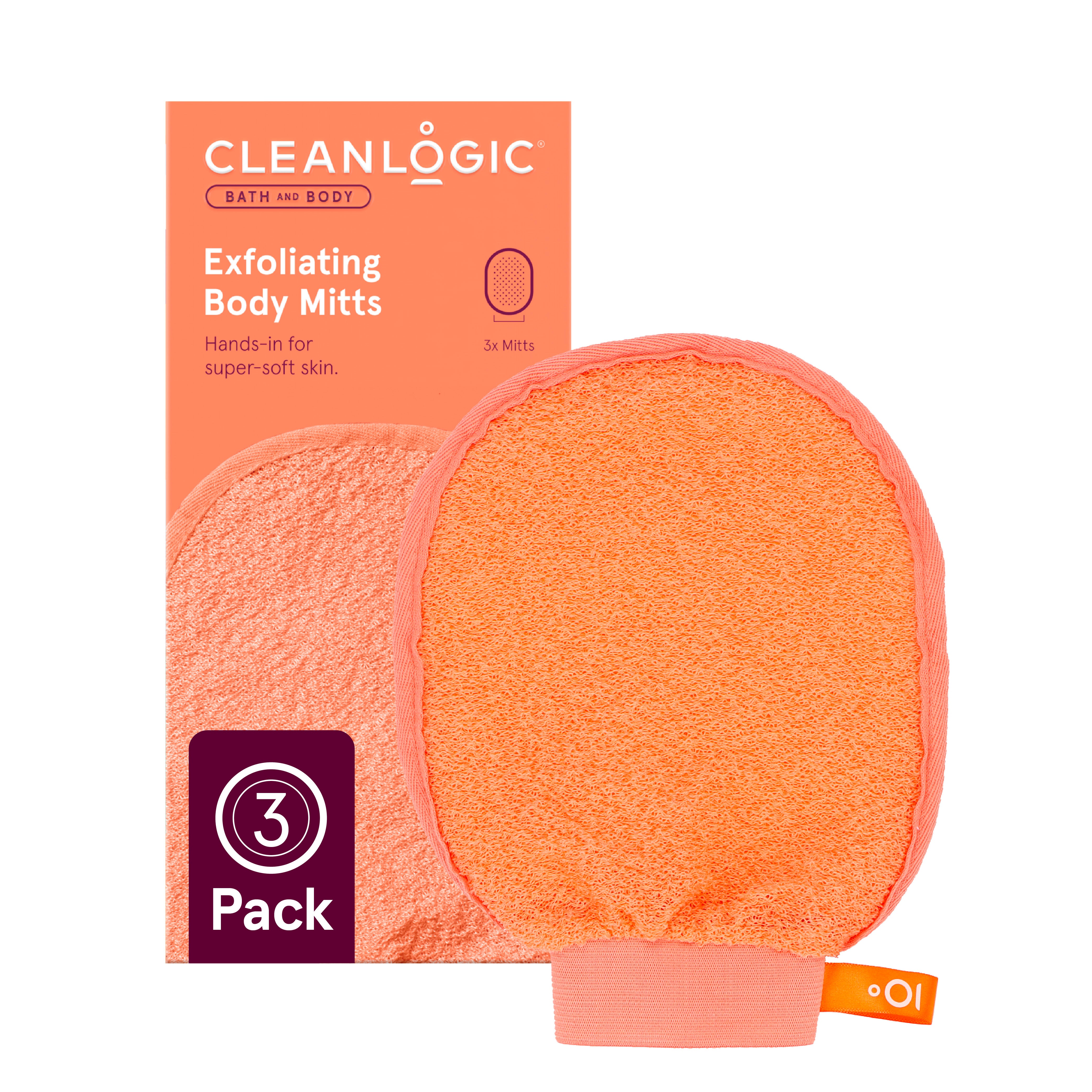 Bath and Body Exfoliating Body Mitts, Assorted Colors, 3 Count