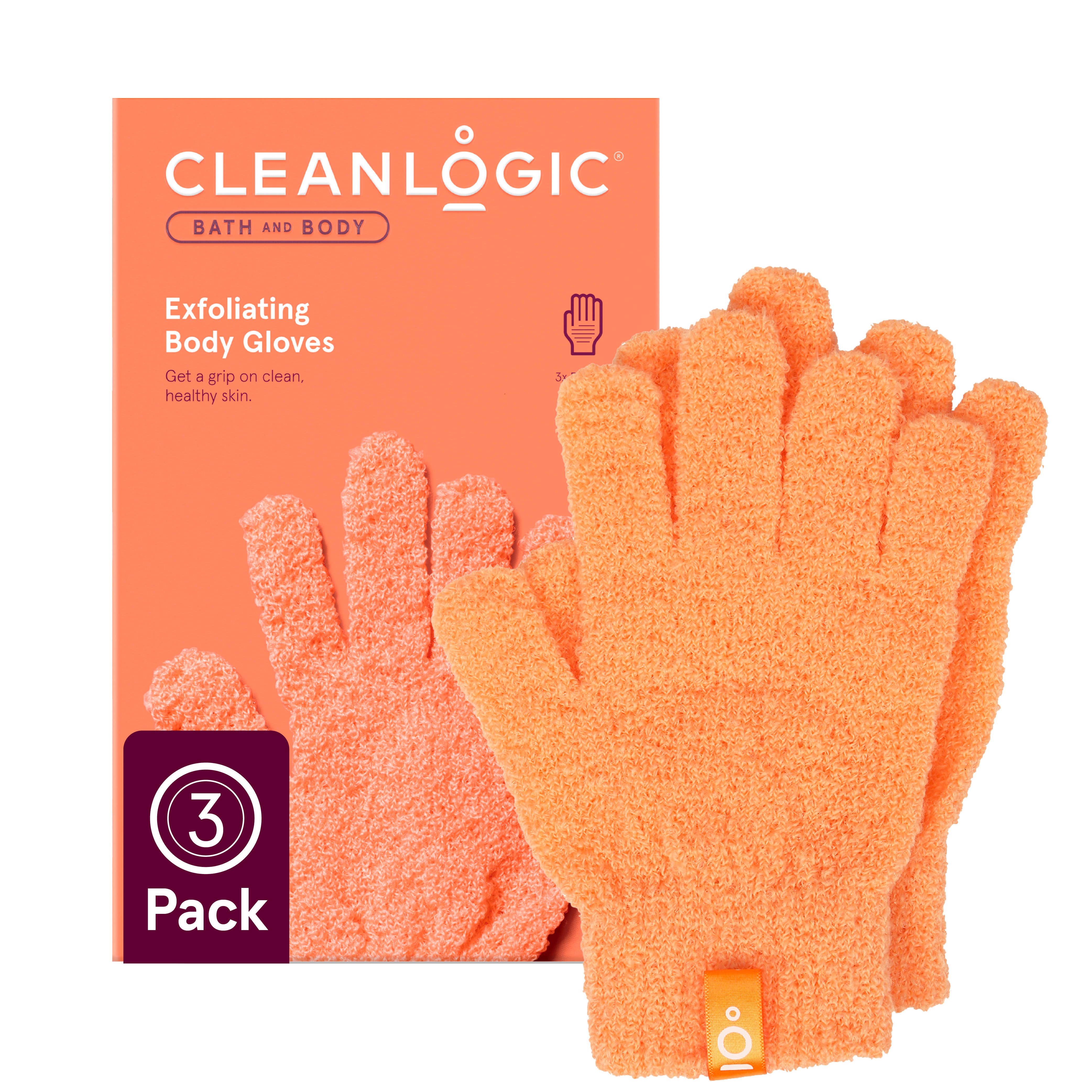 Bath and Body Exfoliating Body Gloves, Assorted Colors, 3 Pair - 6 Count