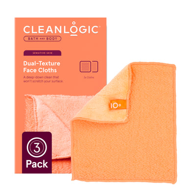 Bath and Body Sensitive Skin Dual-Texture Face Cloths, Assorted Colors, 3 Count