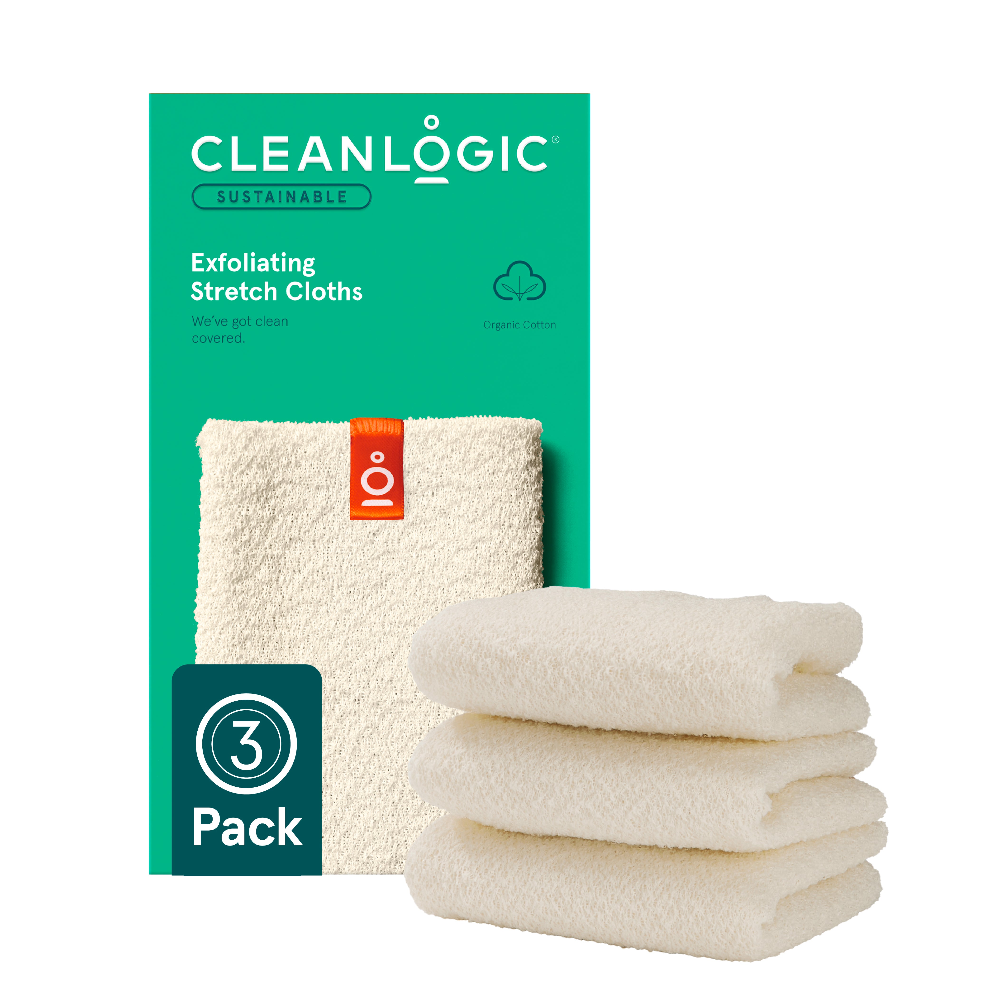 Sustainable Exfoliating Stretch Cloths, 3 Count