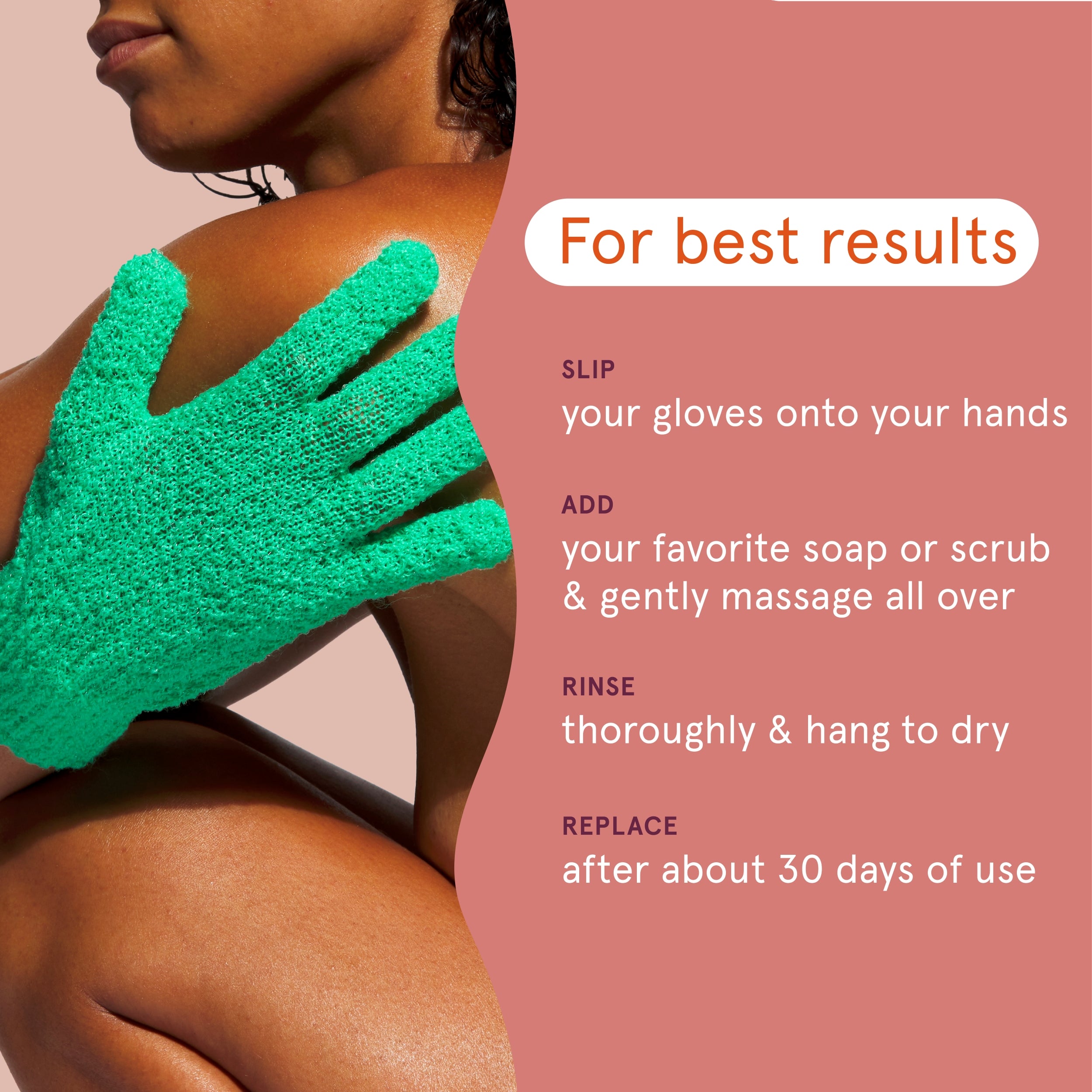 Bath and Body Exfoliating Body Gloves, Assorted Colors, 3 Pair - 6 Count