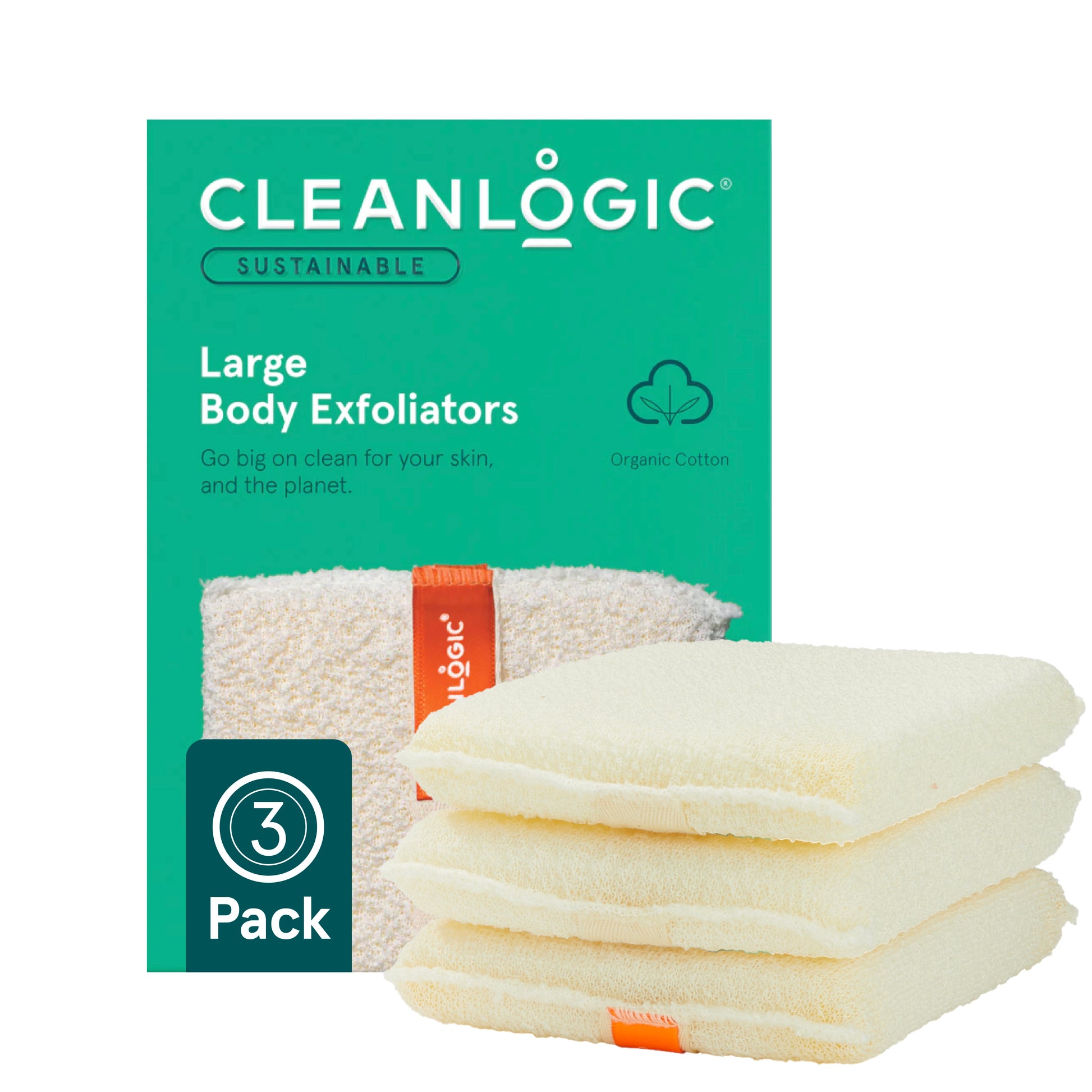 Sustainable Large Body Exfoliator, 3 Count
