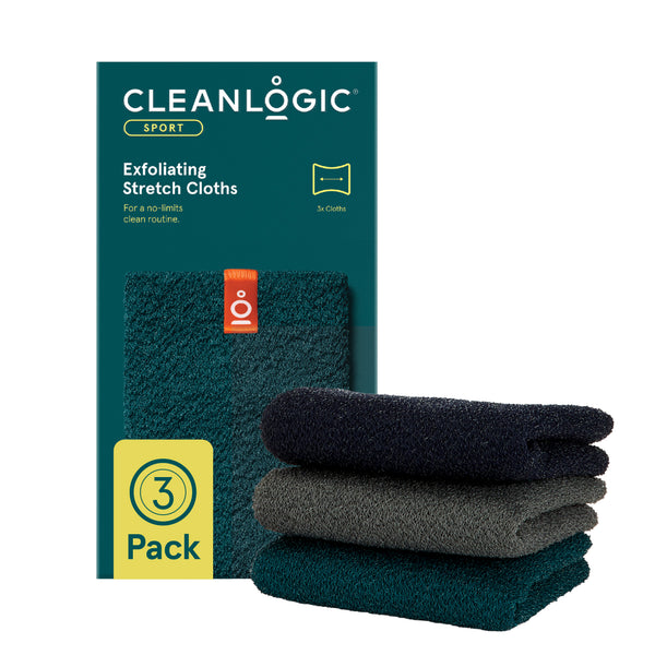 Exfoliating Stretch Cloth from Cleanlogic Body Care — an exfoliating stretch cloth for a deep, easy back-and-body scrub.