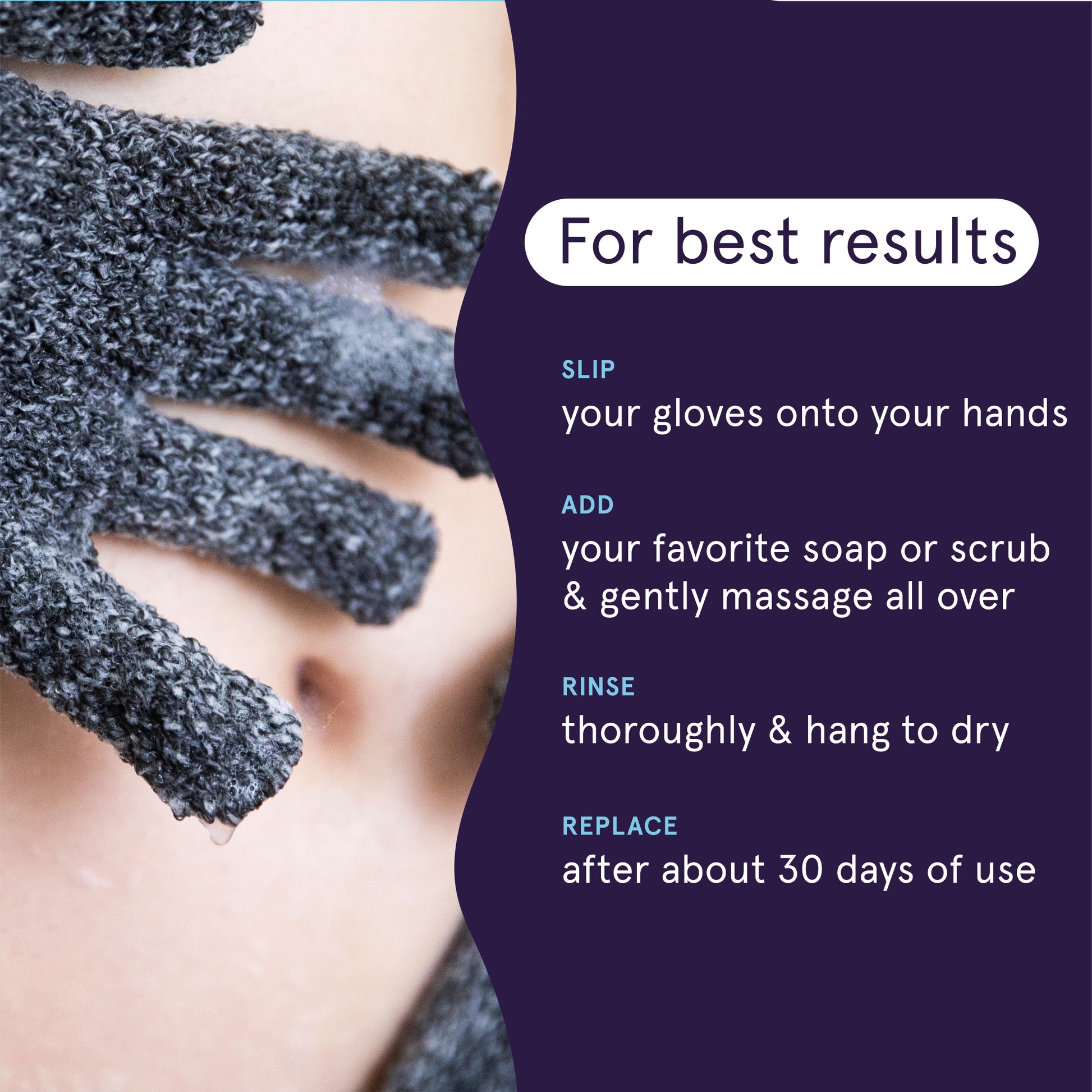 Detoxify Exfoliating Body Gloves, 3 Pair – 6 Count
