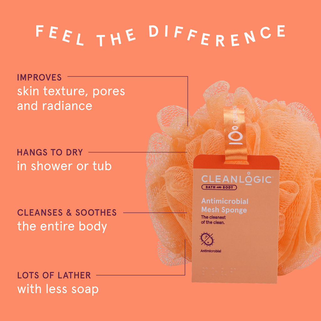 Bath and Body Antimicrobial Mesh Sponge, 2pk Cleanlogic Body Care Bath and Body Antimicrobial Mesh Sponge, 2pk Cleanlogic Body Care