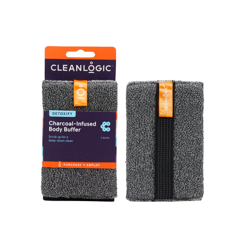 Detoxify Charcoal-Infused Body Exfoliator from Cleanlogic Body Care — dual-texture exfoliation that reveals softer, smoother skin.