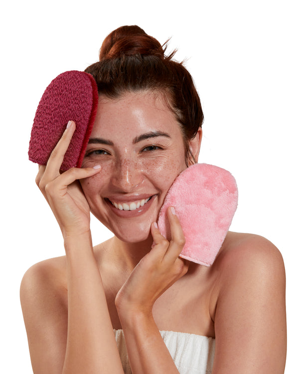 Dual-Texture Facial Mitts, 3 count