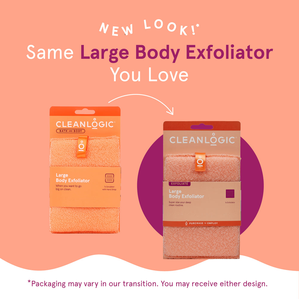 Bath and Body Large Body Exfoliator from Cleanlogic Body Care — dual-texture exfoliation that reveals softer, smoother skin.