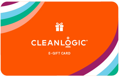 Orange e-gift card with Cleanlogic logo and colorful border