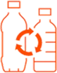 Orange icon of two bottles with a recycling symbol